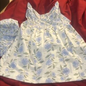 NWT Sz 6 mths blue floral dress/top w/bucket sun hat